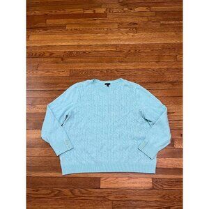 Talbots Sweater Light Blue Cable Knit Wool Blend Women's Plus Size 3X Preppy Fit